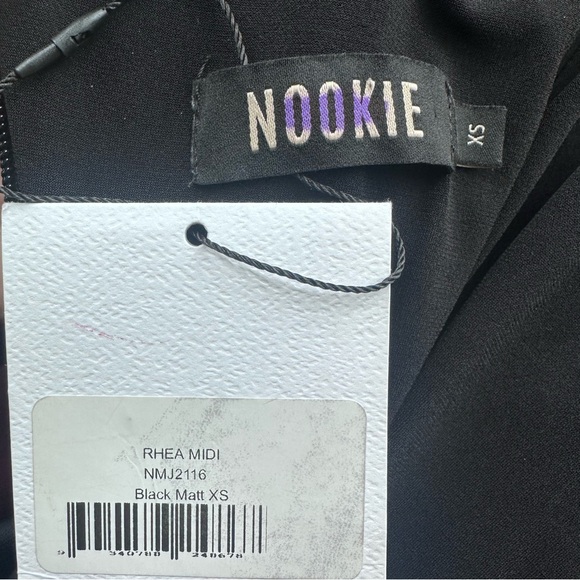 Nookie Rhea Faux Leather One Shoulder Midi Dress Black Matte Size XS NWT - Picture 14 of 16